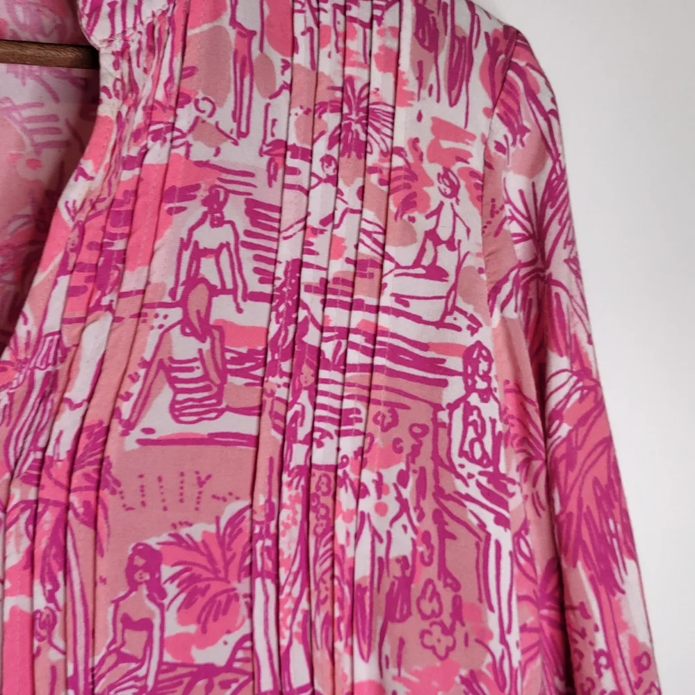 Lilly Pulitzer | Daylen Tunic Top Blouse Coastal Pink Print Small - Picture 4 of 8